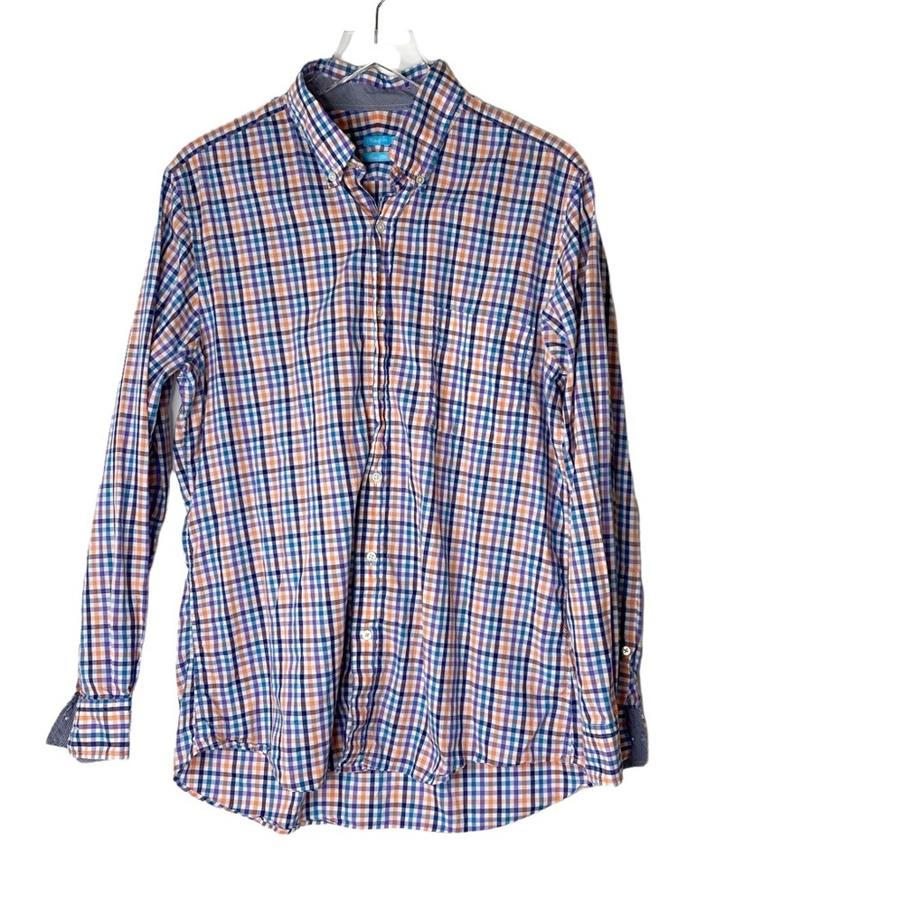 J. McLaughlin Trim Fit Plaid Button Down Large